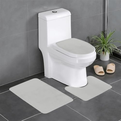 YYHHAOFA Silberfarbene Kerzenständer mit aufgedrucktem Anti-Rutsch-Bodenmatte, dreiteiliges Set, Badezimmerteppich, rutschfest, langlebig von YYHHAOFA