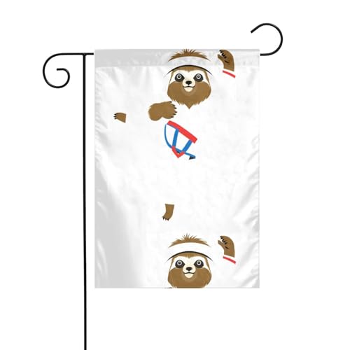 YYHHAOFA Taekwondo-Faultier-Fahnenmast, bedruckt, für den Außenbereich, Innenhof, Dekoration, doppelseitig, 30,5 x 45,7 cm von YYHHAOFA