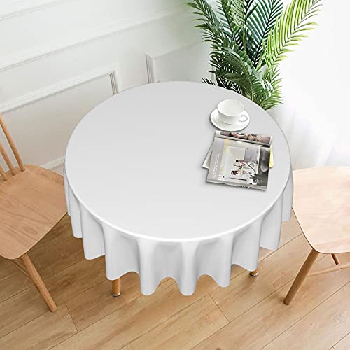 YYHHAOFA Tischdecke – waschbar und wiederverwendbar, perfekt als Schutz und Dekoration für den Esstisch, 152,4 cm. Einfarbiger weißer Druck von YYHHAOFA
