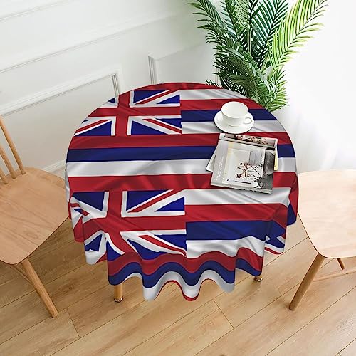 YYHHAOFA Tischdecke – waschbar und wiederverwendbar, perfekt als Schutz und Dekoration für den Esstisch, 152,4 cm. Flagge von Hawaii, amerikanischer Druck von YYHHAOFA
