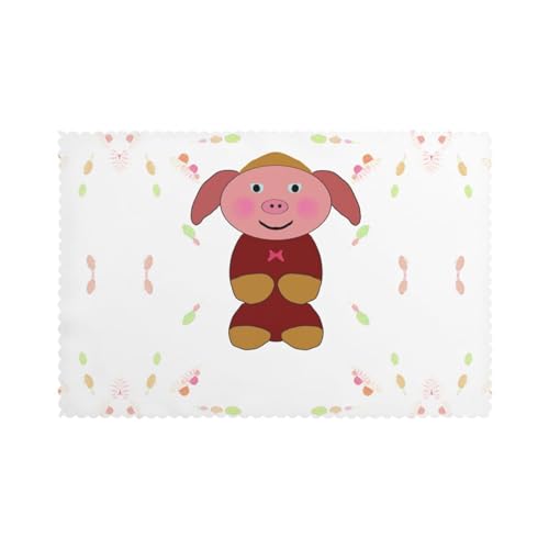 YYHHAOFA Tischsets mit Aufdruck "Happy Cartoon Schweine" für Esstisch, 30,5 x 45,7 cm, hitzebeständig, für Hotels, Häuser und Bankette, 6 Stück YYHHAOFA Tischsets mit Aufdruck "Happy Cartoon Schweine" für Esstisch, 30,5 x 45,7 cm, hitzebeständig, für Hotels, Häuser und Bankette, 6 Stück von YYHHAOFA