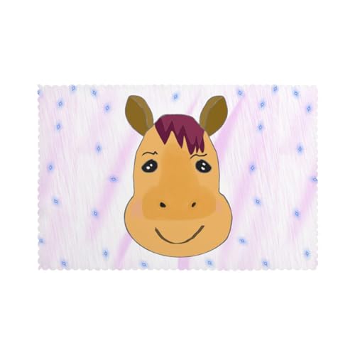 YYHHAOFA Tischsets mit Cartoon-Pferdekopf-Druck, für Esstisch, 30,5 x 45,7 cm, hitzebeständig, für Hotels, Häuser und Bankette, 6 Stück YYHHAOFA Tischsets mit Cartoon-Pferdekopf-Druck, für Esstisch, 30,5 x 45,7 cm, hitzebeständig, für Hotels, Häuser und Bankette, 6 Stück von YYHHAOFA