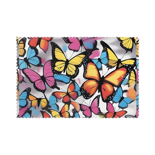 YYHHAOFA Tischsets mit Graffiti-Butterf-Druck, für Esstisch, 30,5 x 45,7 cm, hitzebeständig, für Hotels, Häuser und Bankette, 6 Stück YYHHAOFA Tischsets mit Graffiti-Butterf-Druck, für Esstisch, 30,5 x 45,7 cm, hitzebeständig, für Hotels, Häuser und Bankette, 6 Stück von YYHHAOFA