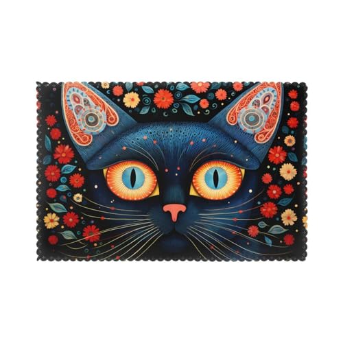 YYHHAOFA Tischsets mit Kunstkatzen-Illustrationsdruck, für Esstisch, 30,5 x 45,7 cm, hitzebeständig, für Hotels, Häuser und Bankette, 6 Stück YYHHAOFA Tischsets mit Kunstkatzen-Illustrationsdruck, für Esstisch, 30,5 x 45,7 cm, hitzebeständig, für Hotels, Häuser und Bankette, 6 Stück von YYHHAOFA