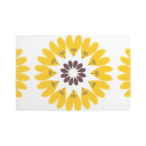 YYHHAOFA Tischsets mit Sonnenblumen-Aufdruck für Esstisch, 6 Stück, dickes und stabiles Design für hervorragende Verschleißfestigkeit, gute Faltenbeständigkeit von YYHHAOFA