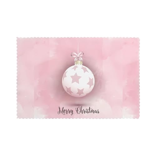 YYHHAOFA Tischsets mit Weihnachtsball-Druck, für Esstisch, 6 Stück, dickes und stabiles Design für hervorragende Verschleißfestigkeit, gute Faltenbeständigkeit von YYHHAOFA