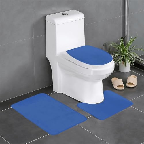 YYHHAOFA Ultramarinblau bedruckte rutschfeste Bodenmatte, dreiteiliges Set, Badezimmerteppich, rutschfest, langlebig YYHHAOFA Ultramarinblau bedruckte rutschfeste Bodenmatte, dreiteiliges Set, Badezimmerteppich, rutschfest, langlebig von YYHHAOFA