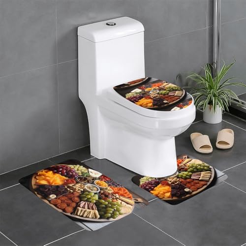 YYHHAOFA Verschiedene Delicacies Teller bedruckt rutschfeste Bodenmatte dreiteiliges Set Badezimmerteppich rutschfest langlebig YYHHAOFA Verschiedene Delicacies Teller bedruckt rutschfeste Bodenmatte dreiteiliges Set Badezimmerteppich rutschfest langlebig von YYHHAOFA
