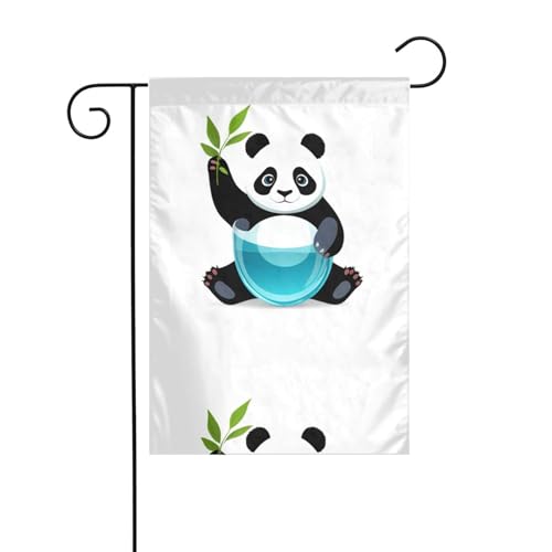 YYHHAOFA Wunderschöner Glas-Panda, bedruckt, Gartenflaggenmast für den Außenbereich, Innenhof, Dekoration, doppelseitig, 30,5 x 45,7 cm von YYHHAOFA