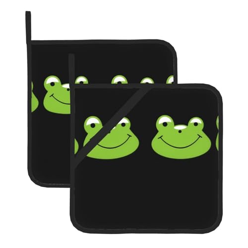 YYHHAOFA Zwei grüne Frösche Muster, quadratisch, Topfmatte, zweiteilig, isoliert, verdickt, wasserdicht, leicht zu reinigen von YYHHAOFA