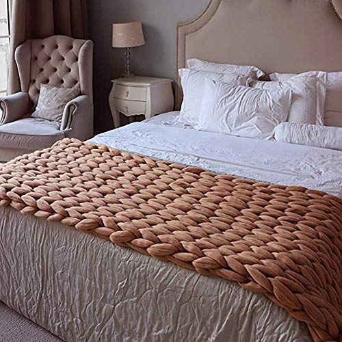 Blanket Strickdecke, Handgefertigtes Chunky Gestrickte Wolldecke, Grob Gestrickte Kuscheldecke, Überwurf Mode Sofa Decken Yoga Matte Teppich Große Weiche,Braun,100 * 150cm von YYHJ