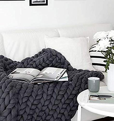 Blanket Strickdecke, Handgefertigtes Chunky Gestrickte Wolldecke, Grob Gestrickte Kuscheldecke, Überwurf Mode Sofa Decken Yoga Matte Teppich Große Weiche,Schwarz,150 * 200cm von YYHJ