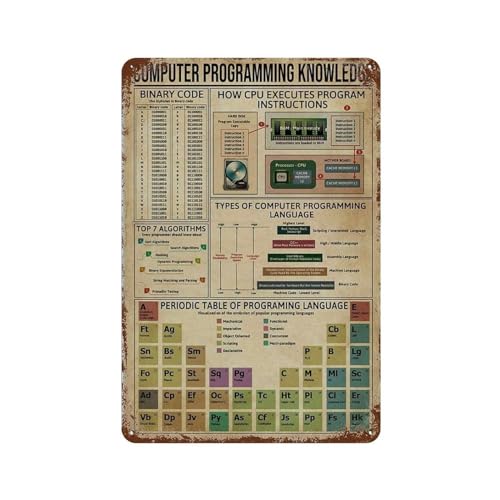 YYHMKBYY Computer Programming Knowledge Computer Programming Knowledge Retro Vintage Blechschild für Infografiken, Metallschild, Poster für Bar, Café, Schule，30 x 40 cm (12 x 16 Zoll)-8 von YYHMKBYY