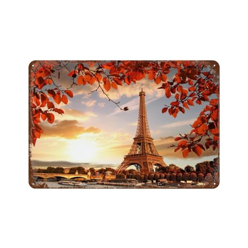 Eiffelturm hinter der Seine und herbstlichen Blättern in Paris, Frankreich,Metallschild, Retro-Blechschilder aus Metall, Bar, Club, Café, Home Farm, Poster für Man Cave, Garage, 15 x 30 cm -108 Eiffelturm hinter der Seine und herbstlichen Blättern in Paris, Frankreich,Metallschild, Retro-Blechschilder aus Metall, Bar, Club, Café, Home Farm, Poster für Man Cave, Garage, 15 x 30 cm -108 von YYHMKBYY