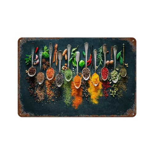YYHMKBYY Küche Kräuter & Gewürze,Metall Vintage Blechschilder,Home Bar Restaurant Wanddekoration Schild,30 x 40 cm (12 x 16 Zoll)-30 von YYHMKBYY