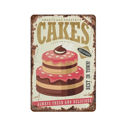 YYHMKBYY Metall-Blechschild im Vintage-Stil für Kuchen und Desserts, Vintage-Stil für Männer und Frauen, Wanddekoration für Bars, Restaurants, Cafés, Kneipen，30 x 40 cm (12 x 16 Zoll)-393 von YYHMKBYY