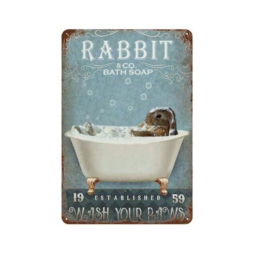 YYHMKBYY Metallschild Rabbit Co Bath Soap Wash Your Paws Vintage Decor Art Sign Home Kitchen Bar Cafe Club Cave Wall Decor Retro Blechschild，20 x 30 cm (8 x 12 Zoll)-280 von YYHMKBYY