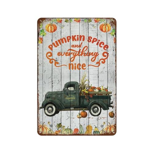 Vintage-Wanddekoration, Metallplakat, Motiv: Kürbis, Gewürz und alles, schönes Halloweennostalgisches Blechschild für Zuhause, Cofe, Küche, Pub, Bar, Wanddekoration，15 x 30 cm （6 x12 Zoll）-614 von YYHMKBYY