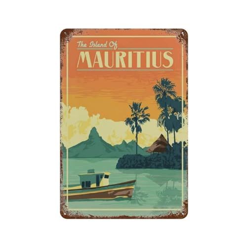 YYHMKBYY Mauritius Vintage Reiseposter Retro Poster Metall Blechschild Retro Eisen Gemälde für Bar Mann Höhle Cafe Familie Garage Poster Wanddekoration，20 x 30 cm (8 x 12 Zoll)-188 von YYHMKBYY