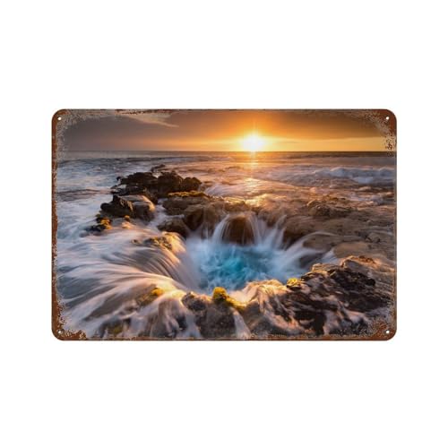 YYHMKBYY Pools of Paradise bei Sonnenuntergang, Big Island, Hawaii,Vintage-Blechschild für Heimdekoration, Wohnzimmer, Club,20 x 30 cm (8 x 12 Zoll)-628 von YYHMKBYY