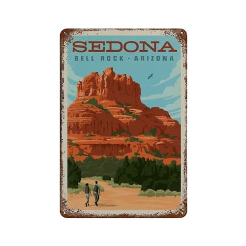 YYHMKBYY Sedona AZ Bell Rock Vintage-Reiseposter, Blechschild, Vintage-Metall, für Pub, Club, Café, Bar, Zuhause, Wandkunst, Dekoration, Poster, Retro，15 x 30 cm （6 x12 Zoll）-483 von YYHMKBYY
