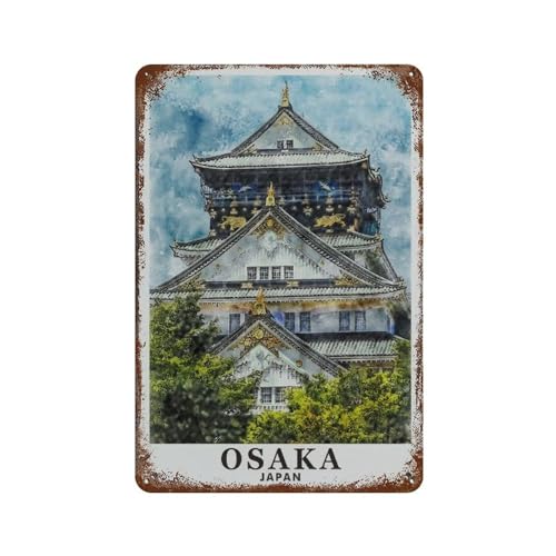 YYHMKBYY Vintage-Reiseposter, Osaka, Japan, Retro-Poster, Metall-Blechschild, Retro-Eisengemälde für Bar, Man Cave, Café, Familie, Garage, Poster, Wanddekoration，30 x 40 cm (12 x 16 Zoll)-469 von YYHMKBYY