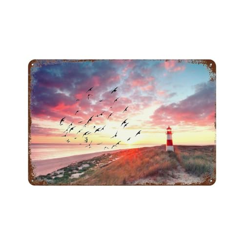 YYHMKBYY traumhafte Nordsee-Küste mit Leuchtturm am Strand von Sylt,Metall-Blechschild, Retro-Eisengemälde für Bar, Man Cave, Café, Familie, Garage, Poster, Wanddekoration,15 x 30 cm （6 x12 Zoll）-81 von YYHMKBYY