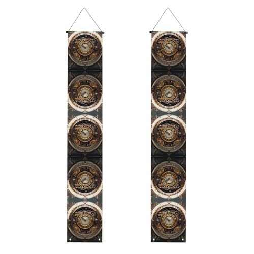 Abschluss-Banner YYHWHJDE Steampunk-Uhr, Druck, Dekor-Banner, Türschild, für drinnen und draußen, Hof, Party, 30,5 x 180,9 cm von YYHWHJDE