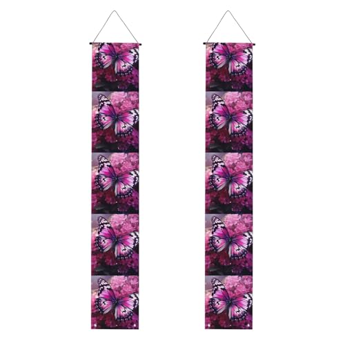 Abschlussbanner YYHWHJDE mit rosa Blume, lila Schmetterling, Druck, Dekor-Banner, Türschild, für drinnen und draußen, Hof, Party, 30,5 x 180,9 cm Abschlussbanner YYHWHJDE mit rosa Blume, lila Schmetterling, Druck, Dekor-Banner, Türschild, für drinnen und draußen, Hof, Party, 30,5 x 180,9 cm von YYHWHJDE