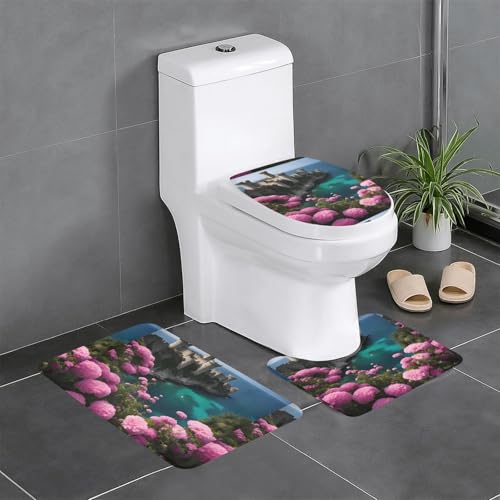 Rutschfeste Bodenmatte 3er-Set YYHWHJDE Schönes Meer mit vielen Blumen Muster U-Form WC Bodenmatte fest befestigt, saugfähig & langlebig, dick & bequem Rutschfeste Bodenmatte 3er-Set YYHWHJDE Schönes Meer mit vielen Blumen Muster U-Form WC Bodenmatte fest befestigt, saugfähig & langlebig, dick & bequem von YYHWHJDE