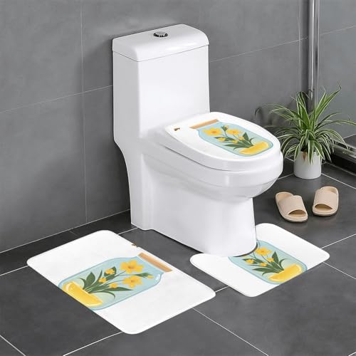 YYHWHJDE 3-teiliges Anti-Rutsch-Bodenmatten-Set, Blumen im Honigglas, bedruckt, Badezimmerteppiche für ultimativen Komfort, Hauptbadezimmer YYHWHJDE 3-teiliges Anti-Rutsch-Bodenmatten-Set, Blumen im Honigglas, bedruckt, Badezimmerteppiche für ultimativen Komfort, Hauptbadezimmer von YYHWHJDE