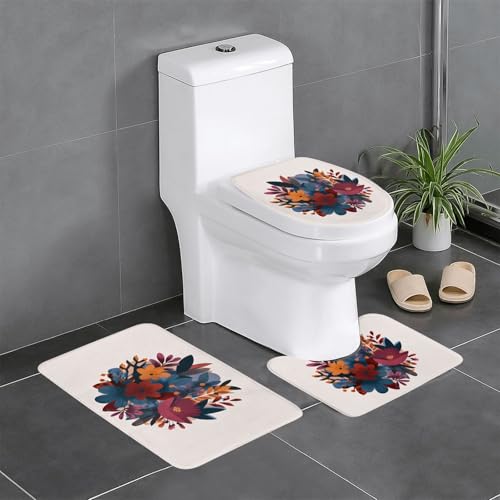 YYHWHJDE 3-teiliges Anti-Rutsch-Bodenmatten-Set, Comic-Blumen-Drucke, Badezimmerteppiche für ultimativen Komfort, Hauptbadezimmer YYHWHJDE 3-teiliges Anti-Rutsch-Bodenmatten-Set, Comic-Blumen-Drucke, Badezimmerteppiche für ultimativen Komfort, Hauptbadezimmer von YYHWHJDE