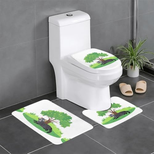 YYHWHJDE 3-teiliges Anti-Rutsch-Fußmatten-Set, kleine Zivetkatze unter dem grünen Baum, bedruckt für ultimativen Komfort, Hauptbadezimmer YYHWHJDE 3-teiliges Anti-Rutsch-Fußmatten-Set, kleine Zivetkatze unter dem grünen Baum, bedruckt für ultimativen Komfort, Hauptbadezimmer von YYHWHJDE