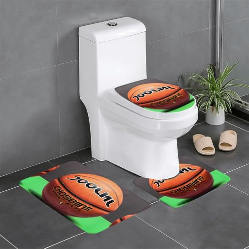 YYHWHJDE Basketball-Hintergrundmuster, rutschfeste Bodenmatte, dreiteiliges Set, Badezimmerteppich, rutschfest, langlebig YYHWHJDE Basketball-Hintergrundmuster, rutschfeste Bodenmatte, dreiteiliges Set, Badezimmerteppich, rutschfest, langlebig von YYHWHJDE