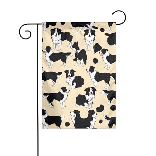 YYHWHJDE Border Collie Muster Muster Garten Fahnenmast Outdoor Hof Dekoration Mode 30,5 x 45,7 cm von YYHWHJDE