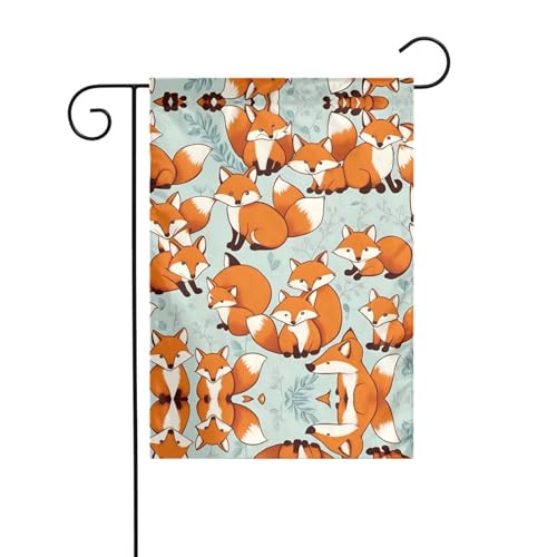 YYHWHJDE Cartoon kleine Füchse Drucke Gartenflagge Hofdekoration 30,5 x 45,7 cm dick modisch von YYHWHJDE