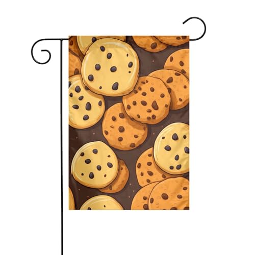 YYHWHJDE Cookies Food Chocolate Chip Kekse Muster Garten Fahnenmast Outdoor Hof Dekoration Mode 30,5 x 45,7 cm von YYHWHJDE