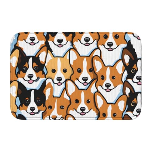 YYHWHJDE Corgi-Muster Bild Kristall Samt Lock Edge Bodenmatte Schlafzimmer Teppich Wohnzimmer Wohnheim Dekoration von YYHWHJDE