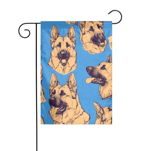 YYHWHJDE Deutscher Schäferhund Muster Garten Fahnenmast Outdoor Hof Dekoration Mode 30,5 x 45,7 cm von YYHWHJDE