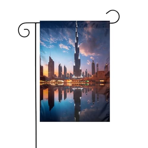 YYHWHJDE Dubai Sidewinder Tower Muster Garten Fahnenmast Outdoor Hof Dekoration Mode 30,5 x 45,7 cm von YYHWHJDE