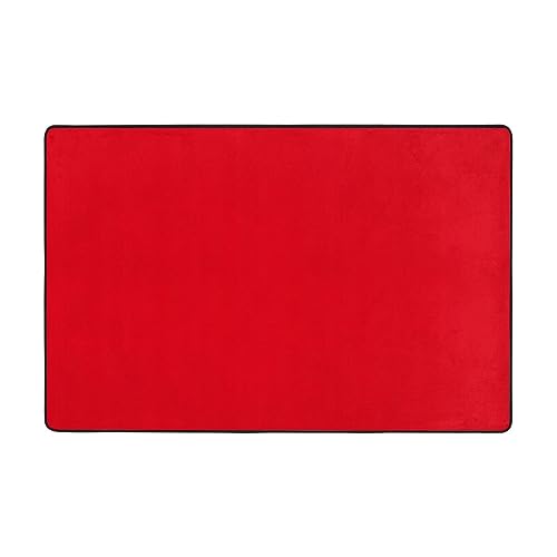 YYHWHJDE Einfarbige rote Flanell-Bodenmatte, 182,9 x 121,9 cm: feiner Samt, rutschfest, absorbiert Wasser, verschleißfest von YYHWHJDE