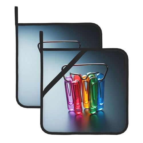 YYHWHJDE Farbige Büroklammern, quadratisch, isoliert, Topfmatte, 2-teiliges Set für Wärmeisolierung beim Entfernen des Deckels, Mikrowelle, Backofen und Grillen im Freien von YYHWHJDE