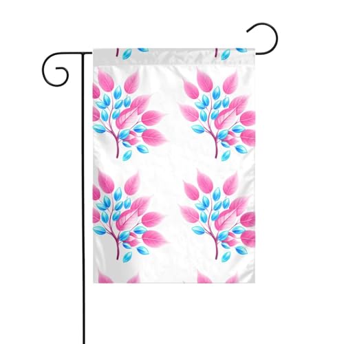 YYHWHJDE Gartenflagge mit rosa Blättern und blauen Edelsteinen, 30,5 x 45,7 cm, dick, modisch von YYHWHJDE