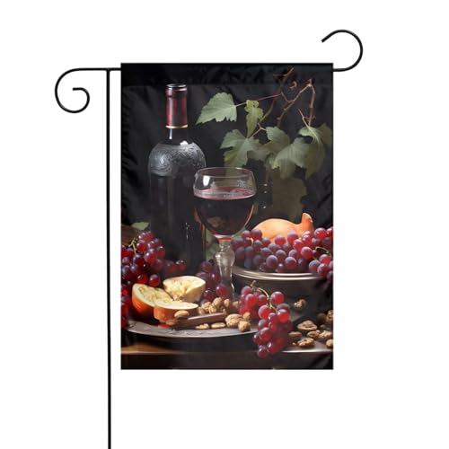 YYHWHJDE Gartenflaggenmast mit Obst- und Weinmuster, Dekoration, modisch, 30,5 x 45,7 cm von YYHWHJDE