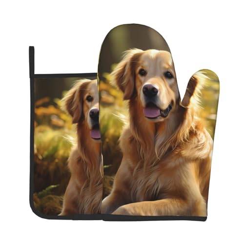 YYHWHJDE Golden Retriever Ofenhandschuhe und Topflappen, 2er-Set, zum Backen von Topfdeckeln in der Küche und zum Transportieren von Geschirr aus der Mikrowelle YYHWHJDE Golden Retriever Ofenhandschuhe und Topflappen, 2er-Set, zum Backen von Topfdeckeln in der Küche und zum Transportieren von Geschirr aus der Mikrowelle von YYHWHJDE