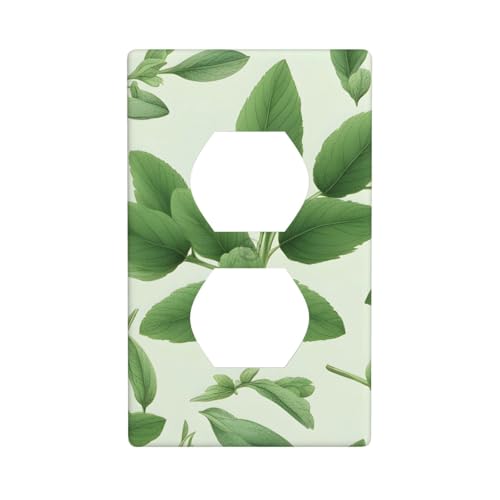 YYHWHJDE Grüne Blume, Kräuter, Salbei, Blätter und Zweige, Bild, Doppelsteckdose, Wandpaneel, elektrische Steckdosen-Abdeckplatte ist bruchfest und langlebig, 11,4 x 7 cm von YYHWHJDE