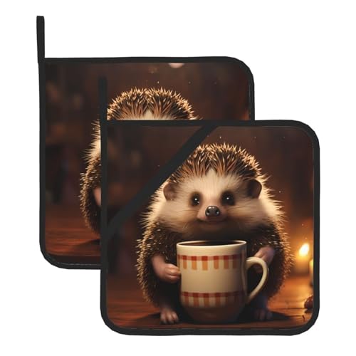 YYHWHJDE Kleiner Igel trinkt Kaffee Muster Quadratisch Isolierte Topfmatte 2-teiliges Set für Wärmeisolierung beim Entfernen des Deckels, Mikrowelle, Backofen und Grillen im Freien YYHWHJDE Kleiner Igel trinkt Kaffee Muster Quadratisch Isolierte Topfmatte 2-teiliges Set für Wärmeisolierung beim Entfernen des Deckels, Mikrowelle, Backofen und Grillen im Freien von YYHWHJDE
