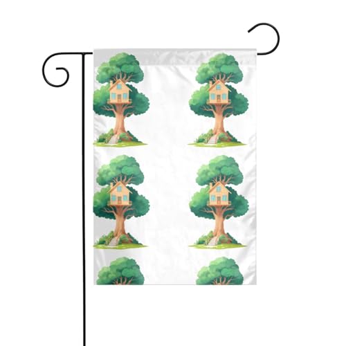 YYHWHJDE Kleines Haus auf einem großen Baum Bild Garten Fahnenmast Outdoor Hofdekoration doppelseitig 30,5 x 45,7 cm von YYHWHJDE