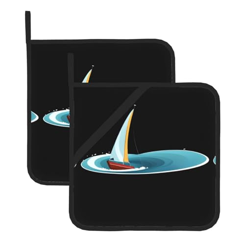 YYHWHJDE Kleines Segelboot im Whirlpool-Muster, quadratisch, isoliert, 2-teilig, dick, langlebig, für Wärmeisolierung, für Mikrowelle, Backofen und Grillen im Freien YYHWHJDE Kleines Segelboot im Whirlpool-Muster, quadratisch, isoliert, 2-teilig, dick, langlebig, für Wärmeisolierung, für Mikrowelle, Backofen und Grillen im Freien von YYHWHJDE