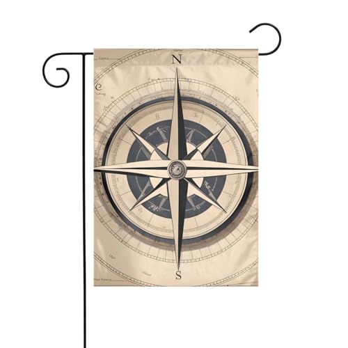 YYHWHJDE Kompass Meer Drucke Garten Fahnenmast Outdoor Hof Dekoration Mode 30,5 x 45,7 cm von YYHWHJDE